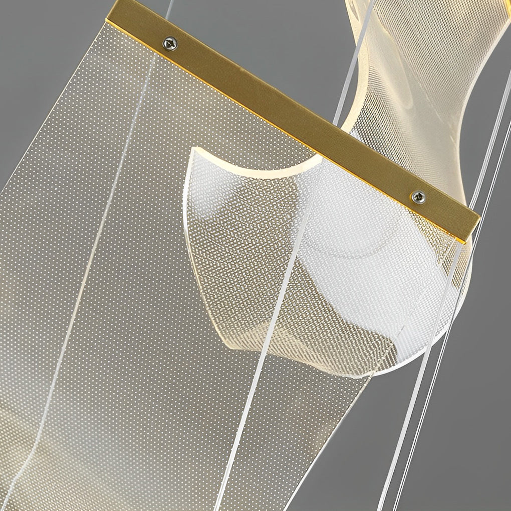 Modern Gold LED Chandelier with Irregular Acrylic Paper Curls and Stepless Dimming
