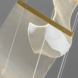Modern Gold LED Chandelier with Irregular Acrylic Paper Curls and Stepless Dimming