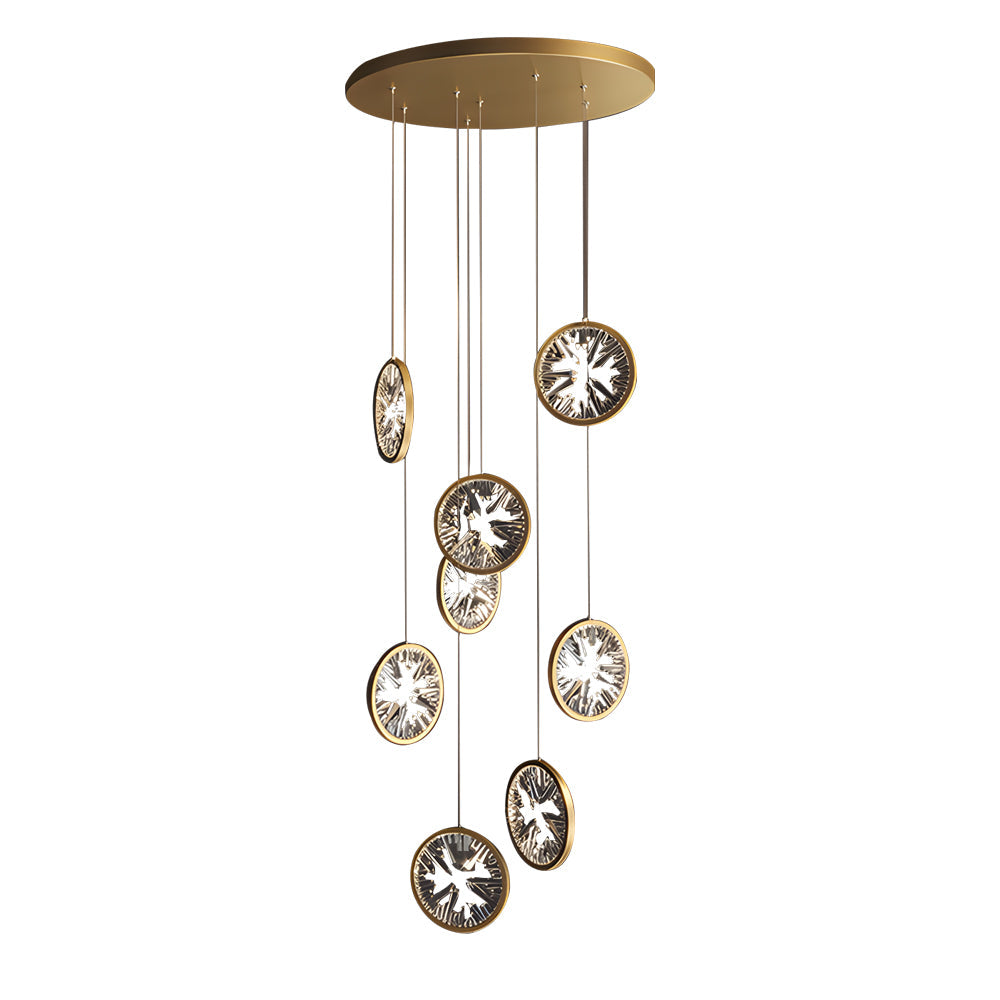 Modern Gold LED Crystal Chandelier Multi Ring Lighting for Staircase and Entryway