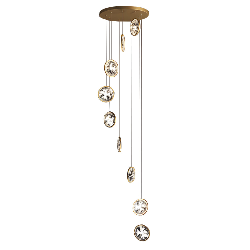Modern Gold LED Crystal Chandelier Multi Ring Lighting for Staircase and Entryway