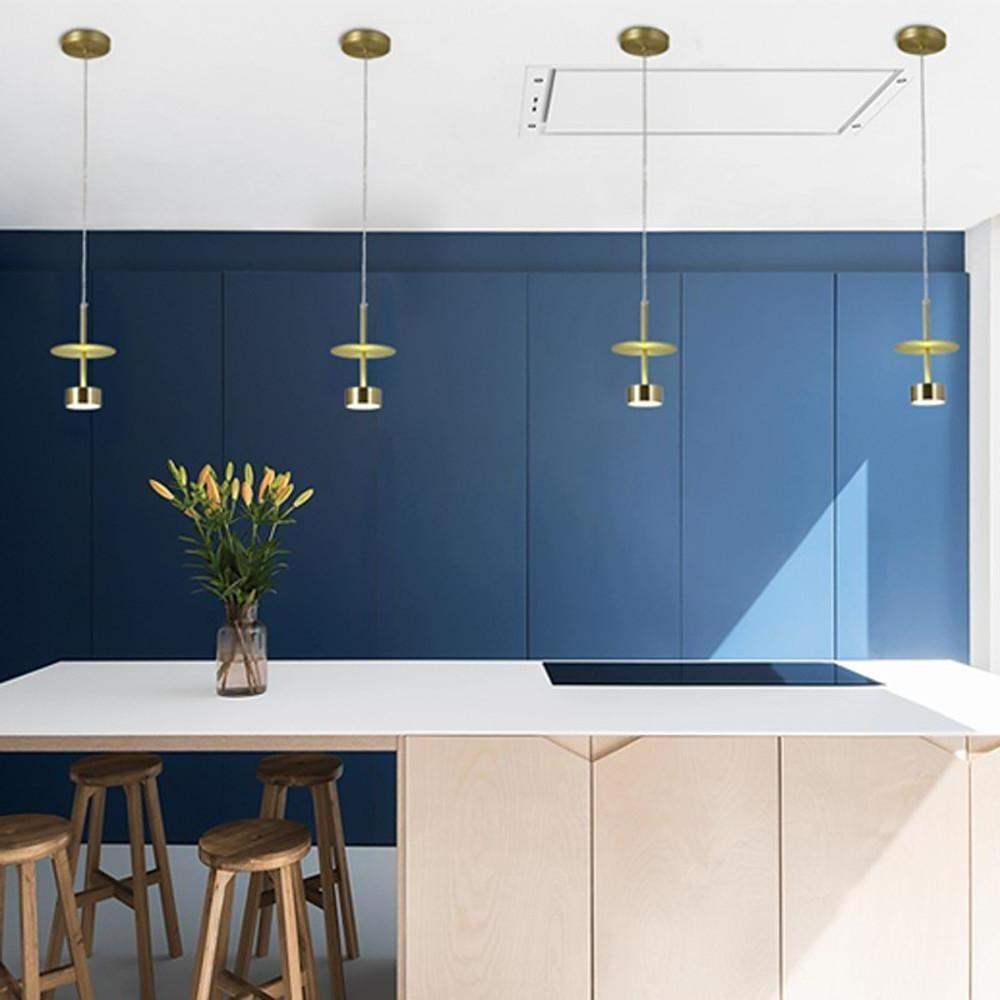 Modern Gold LED Pendant Light Industrial Metal Hanging Fixture for Kitchen Island