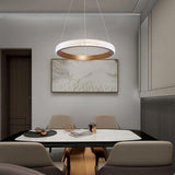Modern Gold LED Ring Chandelier Minimalist Circular Pendant Light for Dining Room Kitchen