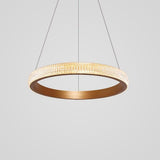 Modern Gold LED Ring Chandelier Minimalist Circular Pendant Light for Dining Room Kitchen