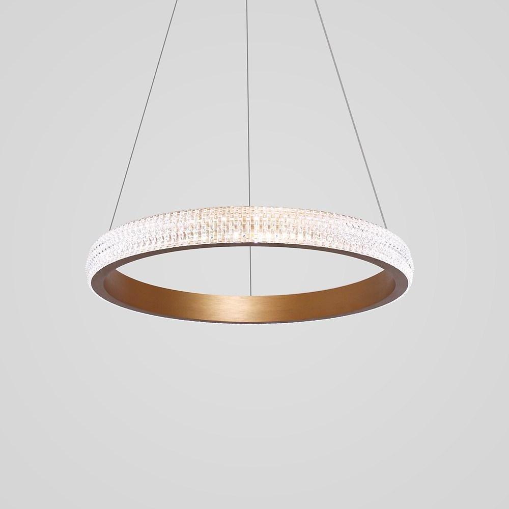 Modern Gold LED Ring Chandelier Minimalist Circular Pendant Light for Dining Room Kitchen