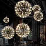 Modern Gold LED Spark Ball Pendant Light Spherical Fireworks Chandelier for Modern Interiors