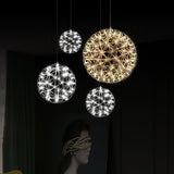 Modern Gold LED Spark Ball Pendant Light Spherical Fireworks Chandelier for Modern Interiors