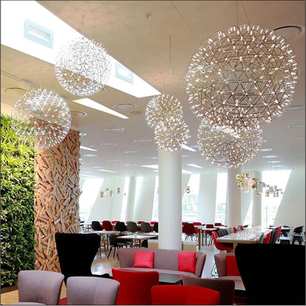 Modern Gold LED Spark Ball Pendant Light Spherical Fireworks Chandelier for Modern Interiors