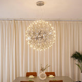 Modern Gold LED Spark Ball Pendant Light Spherical Fireworks Chandelier for Modern Interiors