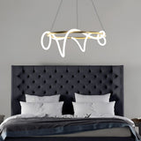Modern Gold LED Strip Chandelier Adjustable DIY Metal Pendant Light for Living Room and Bedroom