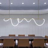 Modern Gold LED Strip Chandelier Adjustable DIY Metal Pendant Light for Living Room and Bedroom