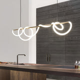 Modern Gold LED Strip Chandelier Adjustable DIY Metal Pendant Light for Living Room and Bedroom
