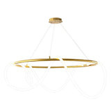 Modern Gold LED Strip Chandelier Adjustable DIY Metal Pendant Light for Living Room and Bedroom