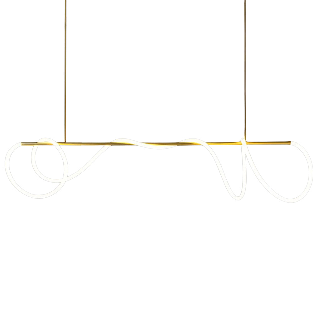 Modern Gold LED Strip Chandelier Adjustable DIY Metal Pendant Light for Living Room and Bedroom