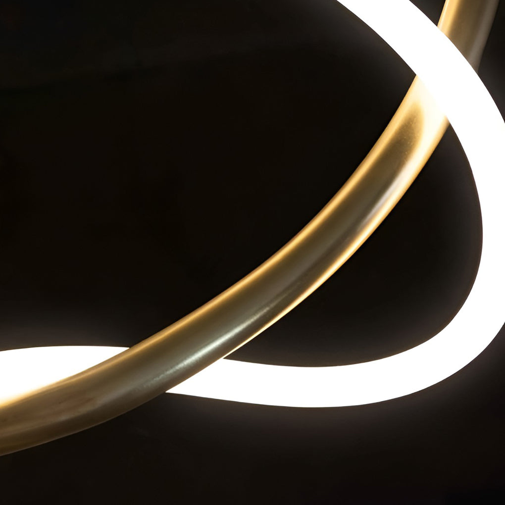 Modern Gold LED Strip Chandelier Adjustable DIY Metal Pendant Light for Living Room and Bedroom