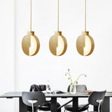 Modern Gold LED Sunset Pendant Light with Round Acrylic Shade for Living Room and Dining Areas