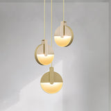 Modern Gold LED Sunset Pendant Light with Round Acrylic Shade for Living Room and Dining Areas
