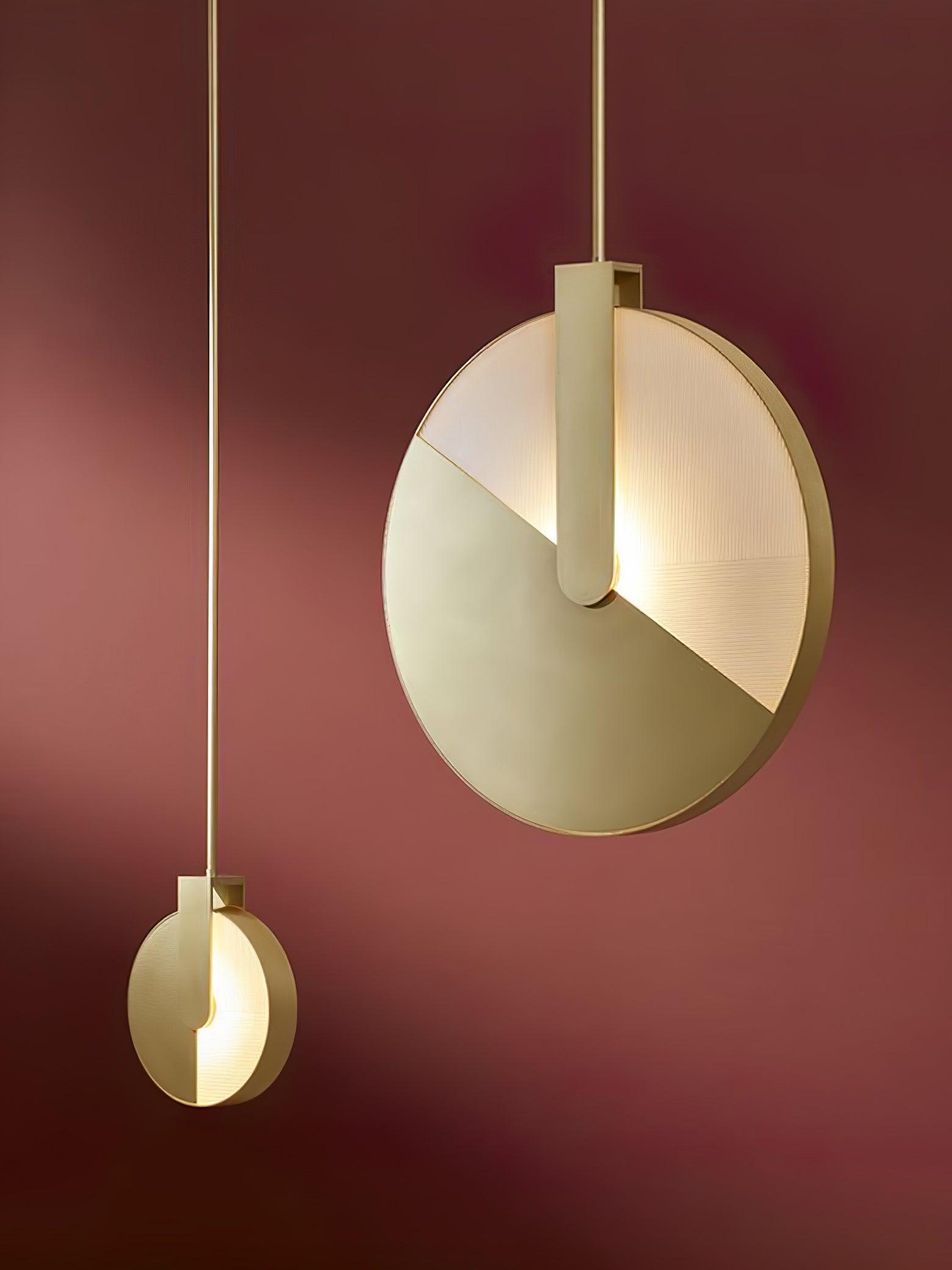 Modern Gold LED Sunset Pendant Light with Round Acrylic Shade for Living Room and Dining Areas