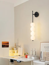 Modern Gold LED Wall Sconce with Hand Blown Opal Glass Globe Spheres
