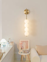 Modern Gold LED Wall Sconce with Hand Blown Opal Glass Globe Spheres