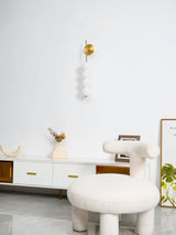 Modern Gold LED Wall Sconce with Hand Blown Opal Glass Globe Spheres