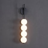 Modern Gold LED Wall Sconce with Hand Blown Opal Glass Globe Spheres