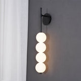 Modern Gold LED Wall Sconce with Hand Blown Opal Glass Globe Spheres