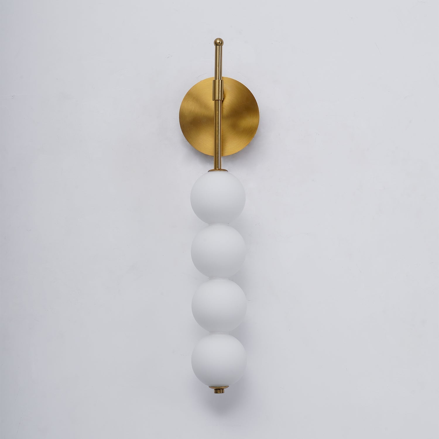 Modern Gold LED Wall Sconce with Hand Blown Opal Glass Globe Spheres