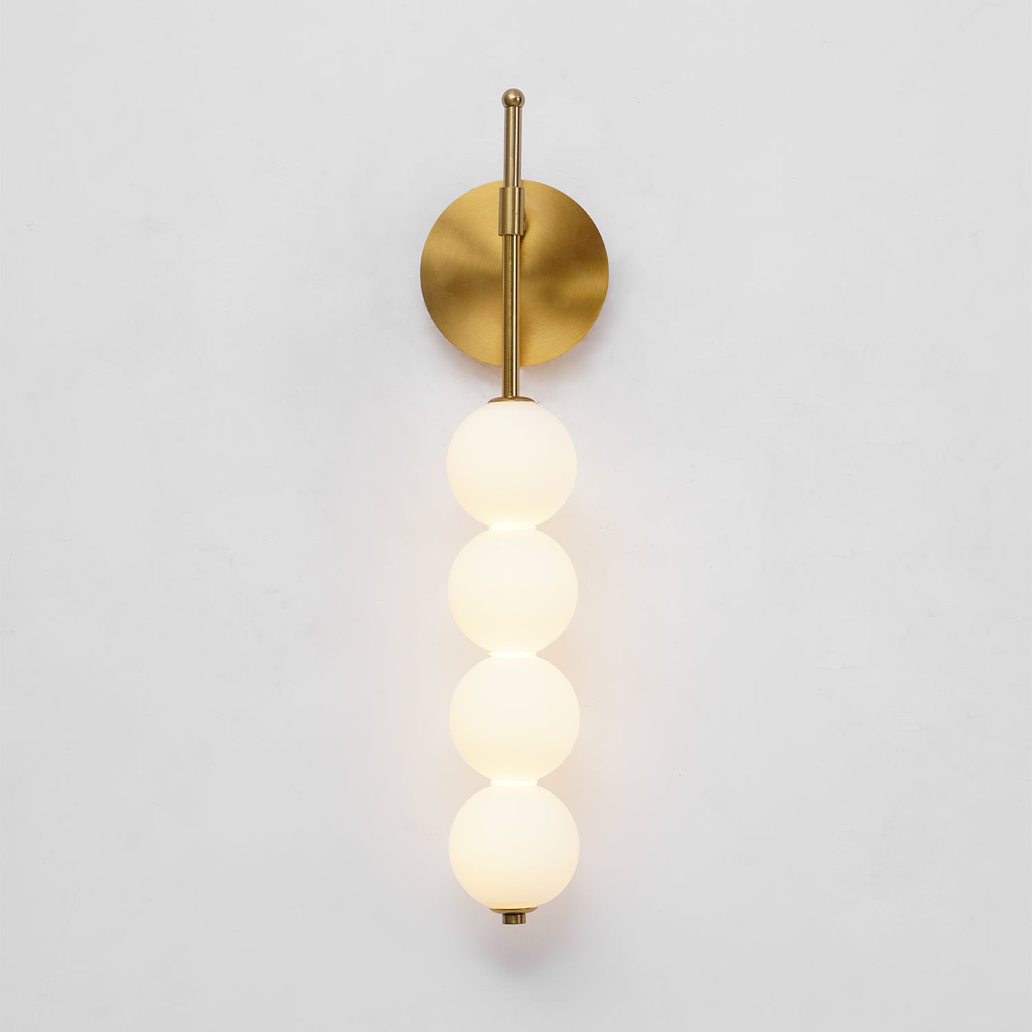 Modern Gold LED Wall Sconce with Hand Blown Opal Glass Globe Spheres