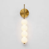 Modern Gold LED Wall Sconce with Hand Blown Opal Glass Globe Spheres