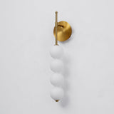 Modern Gold LED Wall Sconce with Hand Blown Opal Glass Globe Spheres