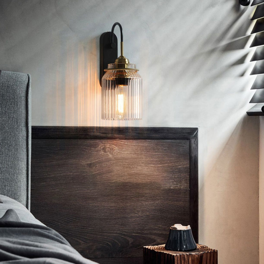 Modern Gold LED Wall Sconce with Wavy Glass Shade Elegant Round Funnel Indoor Lighting Fixture