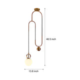 Modern Gold Linear Pendant Light with Frosted Opal Glass Globe Shade and Integrated LED Lighting