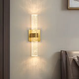 Modern Gold Long Strip Bubble Crystal LED Wall Sconce Up and Down Lighting for Bedroom