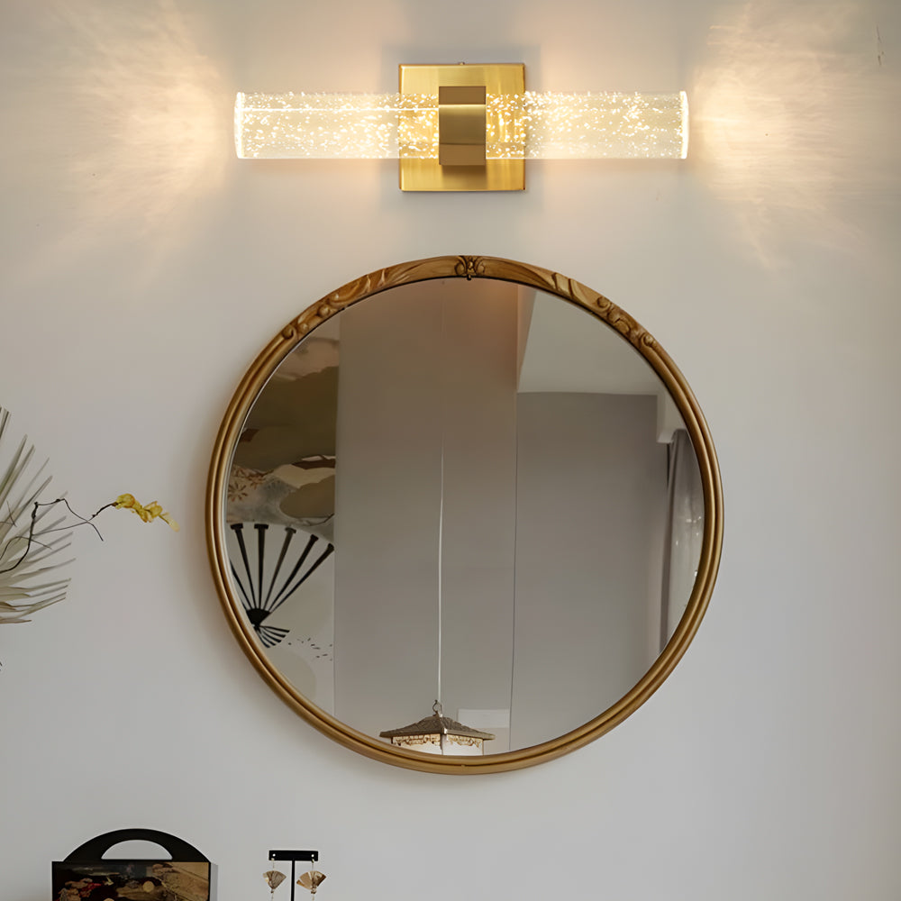 Modern Gold Long Strip Bubble Crystal LED Wall Sconce Up and Down Lighting for Bedroom