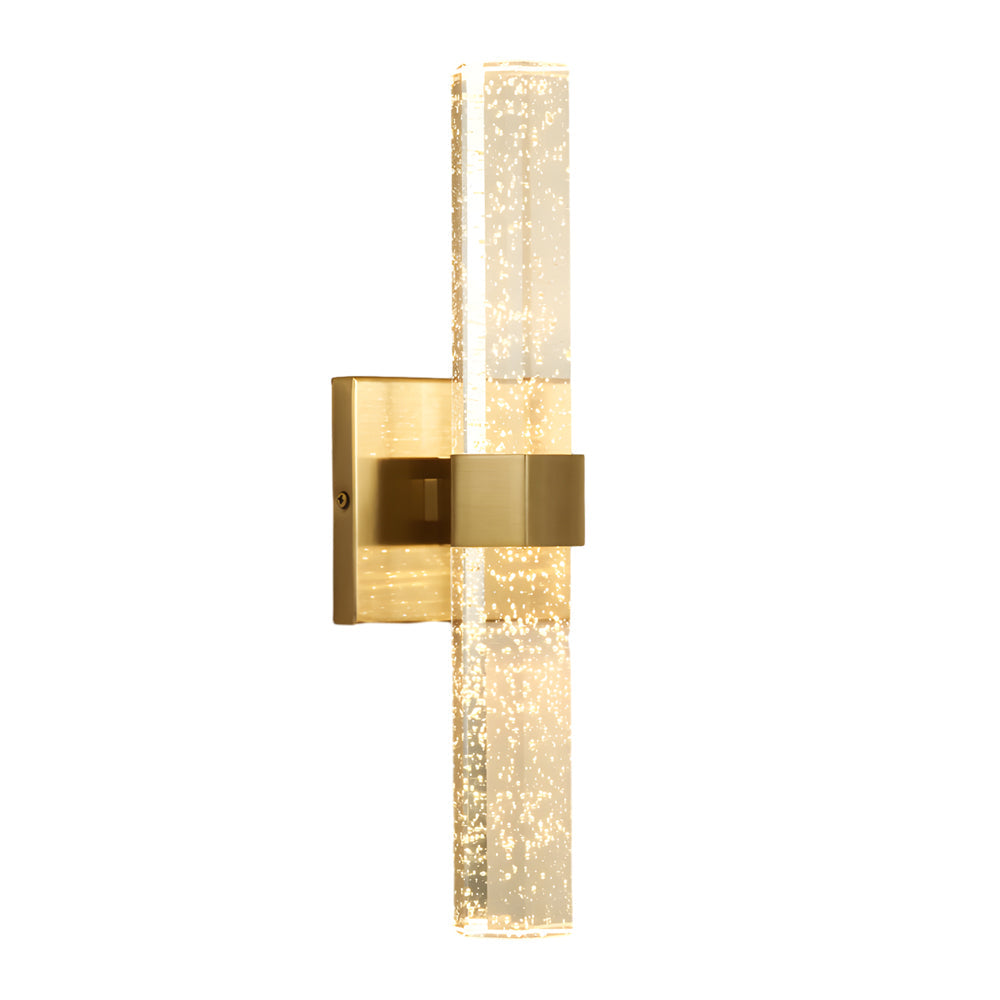 Modern Gold Long Strip Bubble Crystal LED Wall Sconce Up and Down Lighting for Bedroom