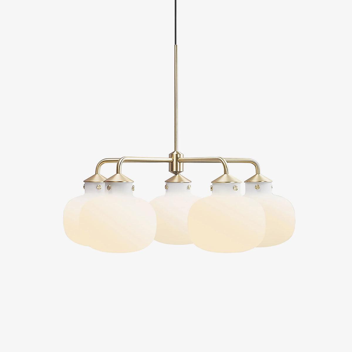 Modern Gold Metal and Opal Glass Globe Pendant Light for Contemporary Interiors