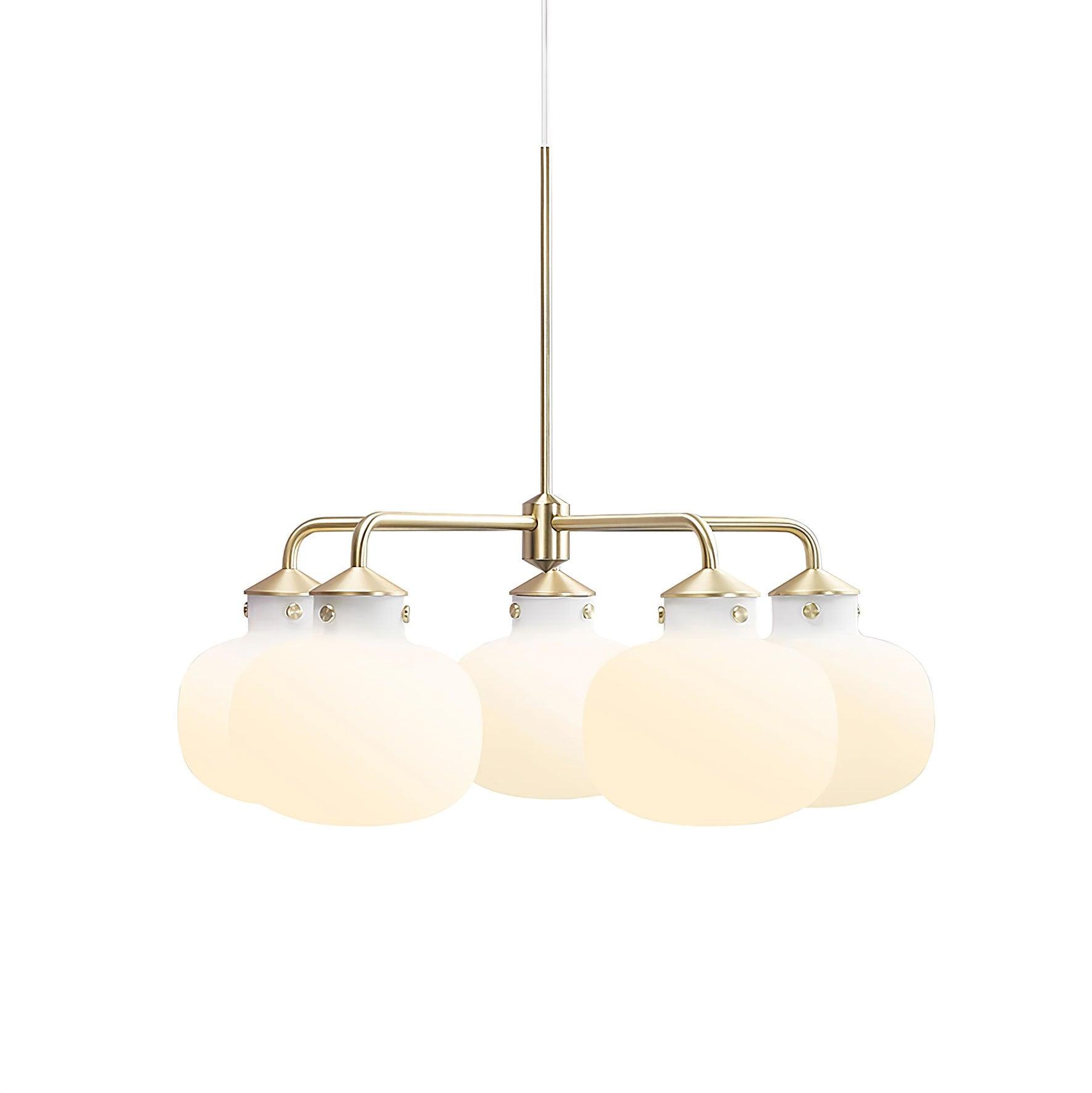 Modern Gold Metal and Opal Glass Globe Pendant Light for Contemporary Interiors