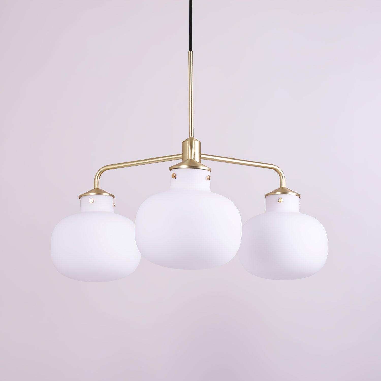 Modern Gold Metal and Opal Glass Globe Pendant Light for Contemporary Interiors