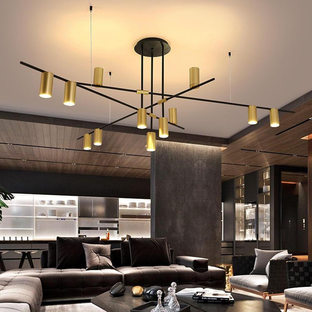 Modern Gold Metal Sputnik Chandelier 12 Light Geometrical Ceiling Pendant Lamp for Living Room