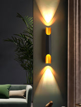 Modern Gold Minimalist Straight Wall Sconce Dual Light Fixture for Bedroom and Hallway