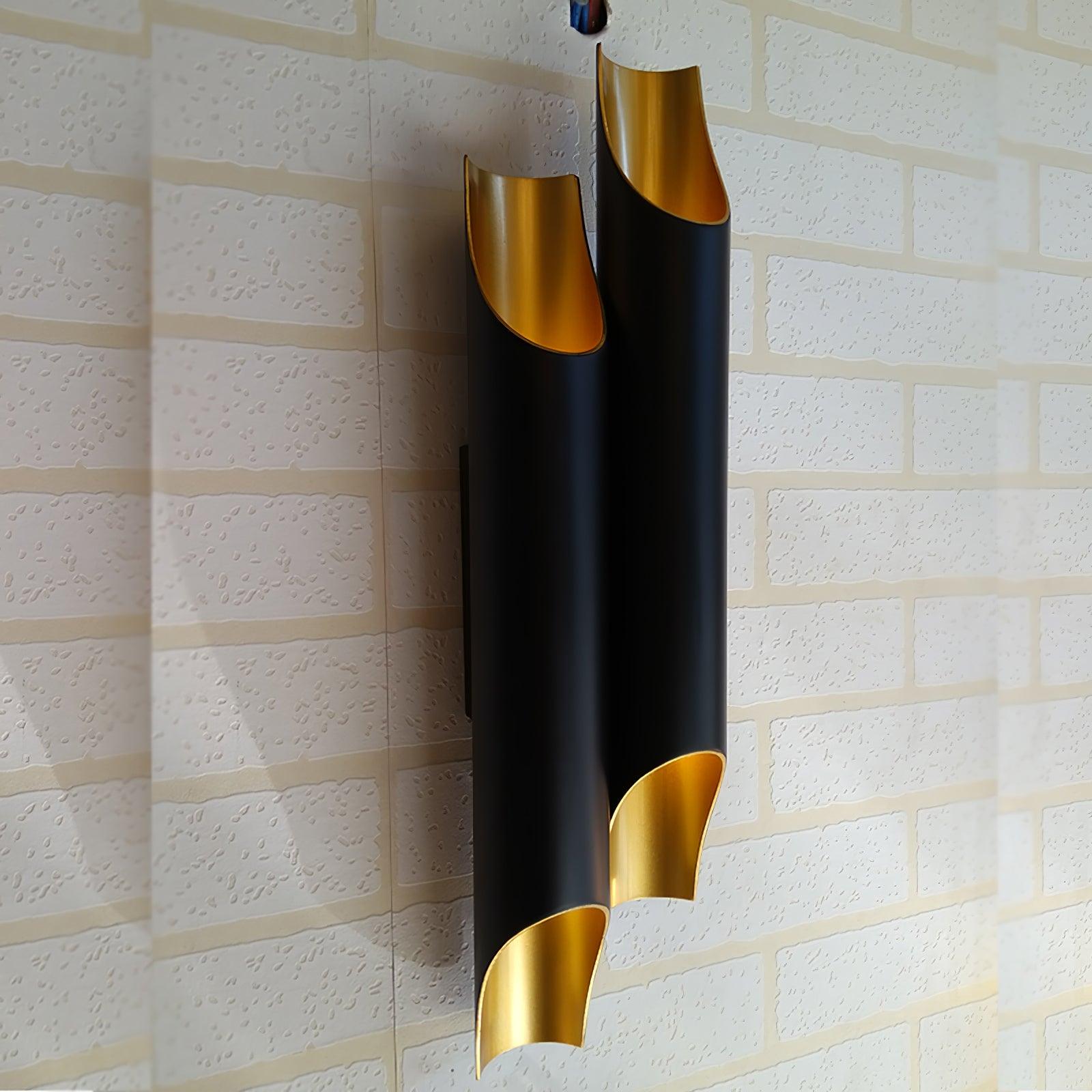 Modern Gold Minimalist Straight Wall Sconce Dual Light Fixture for Bedroom and Hallway