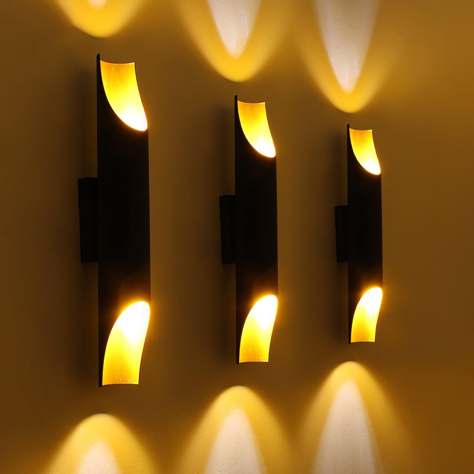 Modern Gold Minimalist Straight Wall Sconce Dual Light Fixture for Bedroom and Hallway