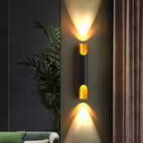 Modern Gold Minimalist Straight Wall Sconce Dual Light Fixture for Bedroom and Hallway