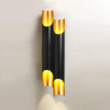 Modern Gold Minimalist Straight Wall Sconce Dual Light Fixture for Bedroom and Hallway