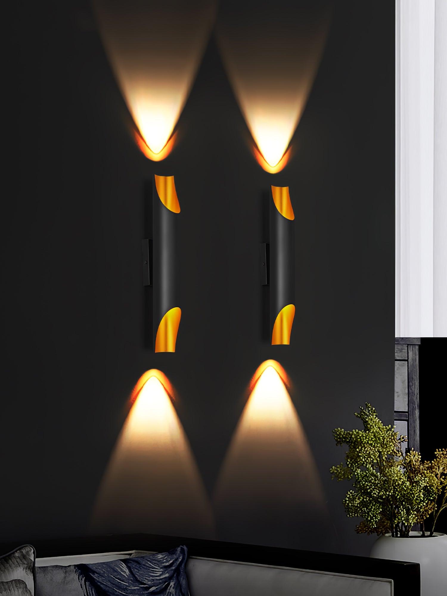 Modern Gold Minimalist Straight Wall Sconce Dual Light Fixture for Bedroom and Hallway
