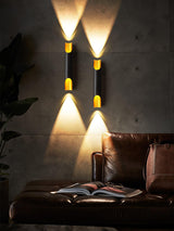 Modern Gold Minimalist Straight Wall Sconce Dual Light Fixture for Bedroom and Hallway