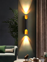 Modern Gold Minimalist Straight Wall Sconce Dual Light Fixture for Bedroom and Hallway