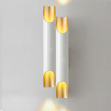 Modern Gold Minimalist Straight Wall Sconce Dual Light Fixture for Bedroom and Hallway