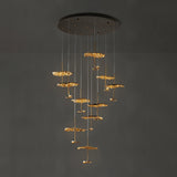 Modern Gold Moon Brass Aviary Constellation LED Chandelier with Metal Shards