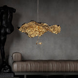 Modern Gold Moon Brass Aviary Constellation LED Chandelier with Metal Shards